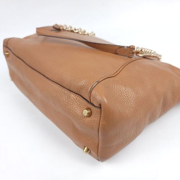 Coach F87775 Pebble Leather Ava Chain Tote Bag Shoulder Purse Tan Brown Chain - Picture 6 of 12